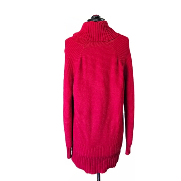 Cyrus Cowl Neck Ribbed Turtleneck Red Cozy Tunic Sweater Red XL Womens - Picture 5 of 12